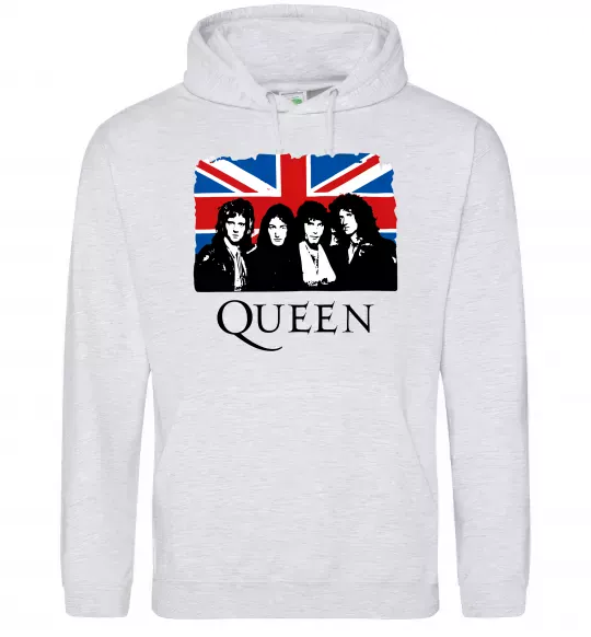 Мужская толстовка (худи) Queen прапор Великої Британії Серый меланж фото