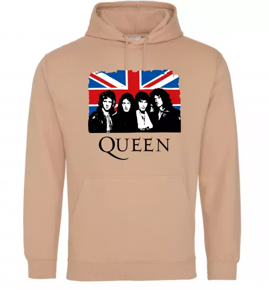Мужская толстовка (худи) Queen прапор Великої Британії Песочный фото