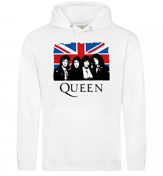 Жіноча толстовка (худі) Queen прапор Великої Британії Білий фото