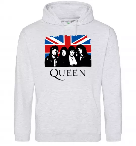 Жіноча толстовка (худі) Queen прапор Великої Британії Сірий меланж фото