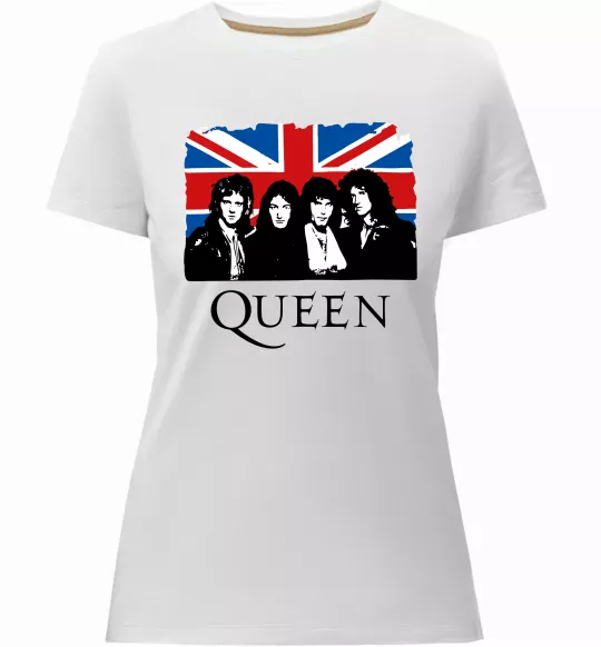 Жіноча преміум футболка Queen прапор Великої Британії Білий фото