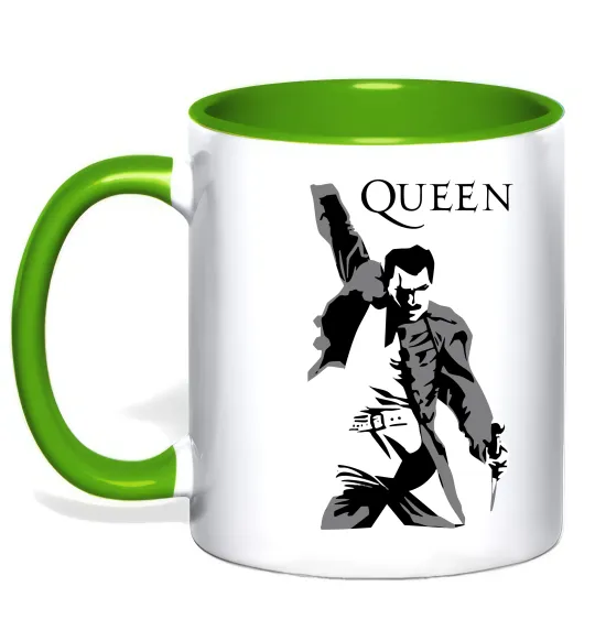 Чашка з кольоровою ручкою Freddie Mercury Queen Лаймовий фото