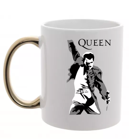 Чашка с цветной ручкой Freddie Mercury Queen Золото фото