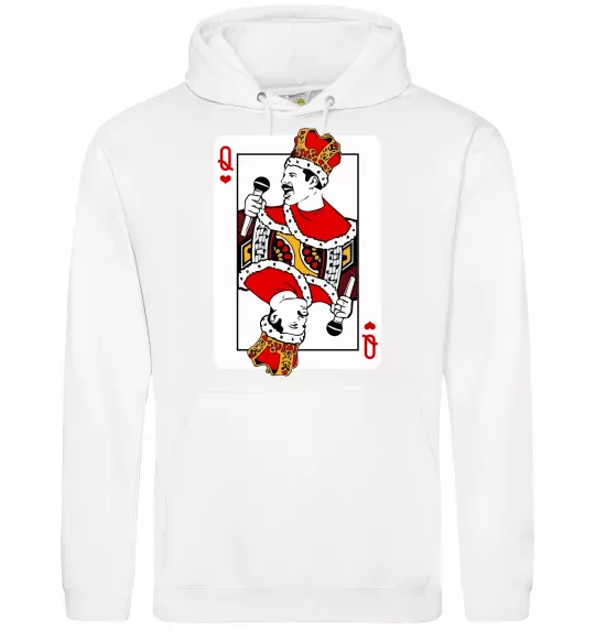 Мужская толстовка (худи) Queen карта Белый фото