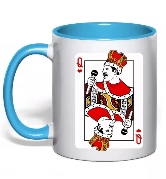 Чашка с цветной ручкой Queen карта Голубой фото