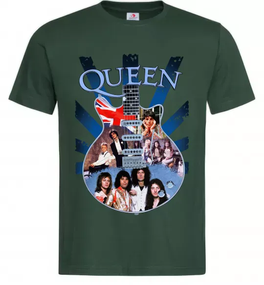 Мужская футболка Queen гітара Темно-зеленый фото