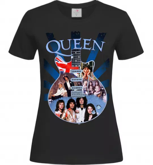 Жіноча футболка Queen гітара Чорний фото