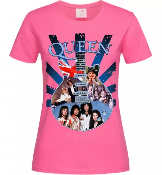Жіноча футболка Queen гітара Яскраво-рожевий фото