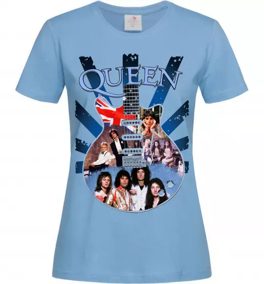 Жіноча футболка Queen гітара Блакитний фото