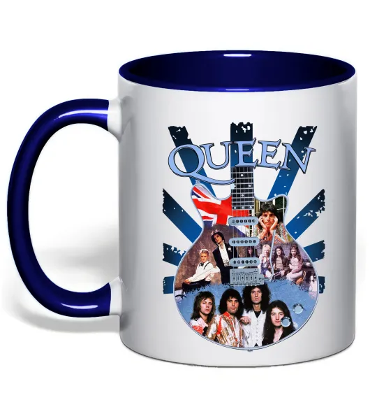 Чашка з кольоровою ручкою Queen гітара Глибокий темно-синій фото