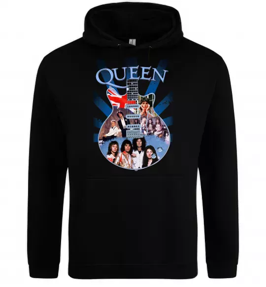 Мужская толстовка (худи) Queen гітара Черный фото