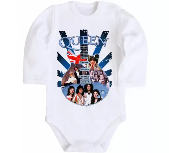 Дитячий бодік Queen гітара Білий фото