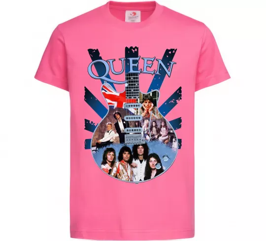 Дитяча футболка Queen гітара Яскраво-рожевий фото
