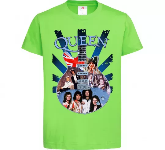 Дитяча футболка Queen гітара Лаймовий фото