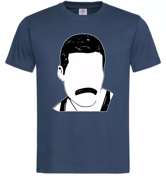 Чоловіча футболка Freddie Mercury вуса Темно-синій фото