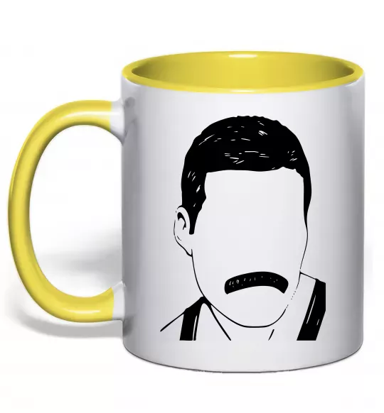 Чашка з кольоровою ручкою Freddie Mercury вуса Сонячно жовтий фото