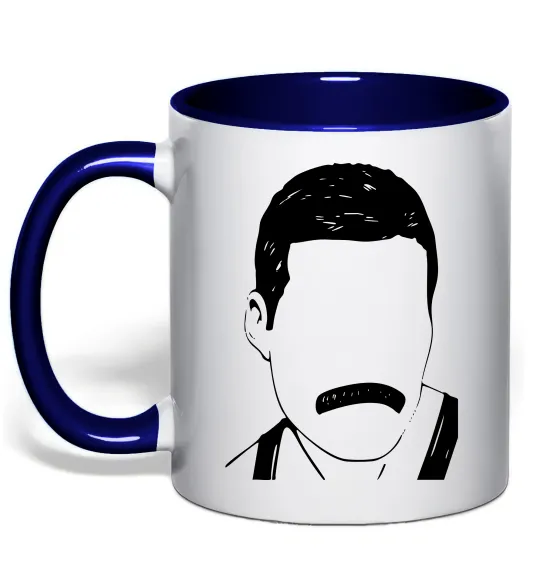 Чашка з кольоровою ручкою Freddie Mercury вуса Глибокий темно-синій фото
