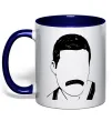 Чашка з кольоровою ручкою Freddie Mercury вуса Глибокий темно-синій фото
