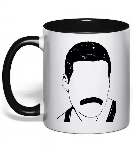 Чашка з кольоровою ручкою Freddie Mercury вуса Чорний фото