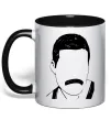Чашка з кольоровою ручкою Freddie Mercury вуса Чорний фото