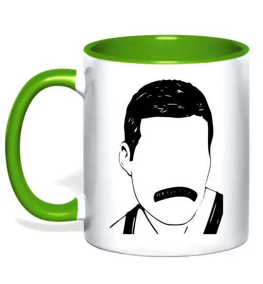 Чашка с цветной ручкой Freddie Mercury вуса Лаймовый фото