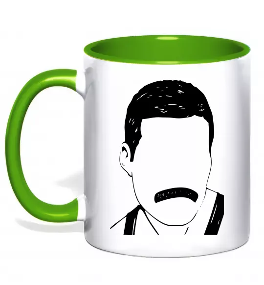 Чашка з кольоровою ручкою Freddie Mercury вуса Зелений фото