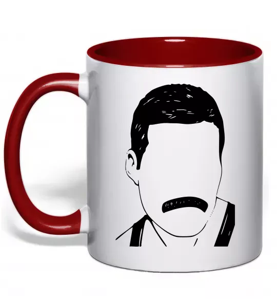 Чашка з кольоровою ручкою Freddie Mercury вуса Червоний фото