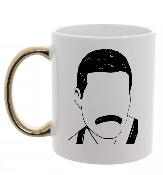 Чашка з кольоровою ручкою Freddie Mercury вуса Золото фото