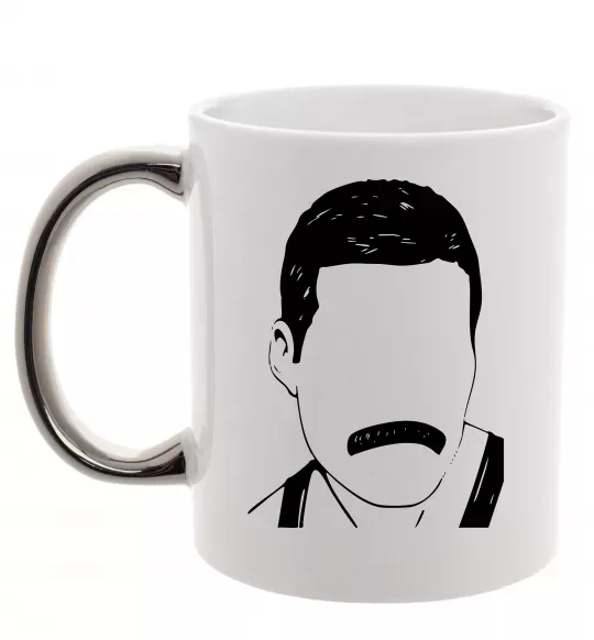 Чашка з кольоровою ручкою Freddie Mercury вуса Срібло фото