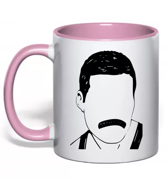 Чашка з кольоровою ручкою Freddie Mercury вуса Ніжно рожевий фото
