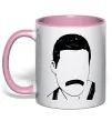 Чашка з кольоровою ручкою Freddie Mercury вуса Ніжно рожевий фото