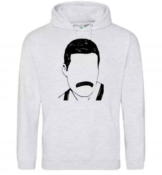 Женская толстовка (худи) Freddie Mercury вуса Серый меланж фото