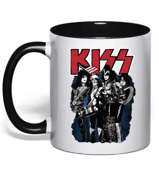 Чашка с цветной ручкой Kiss poster Черный фото