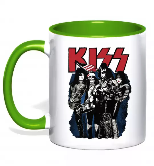 Чашка с цветной ручкой Kiss poster Зеленый фото