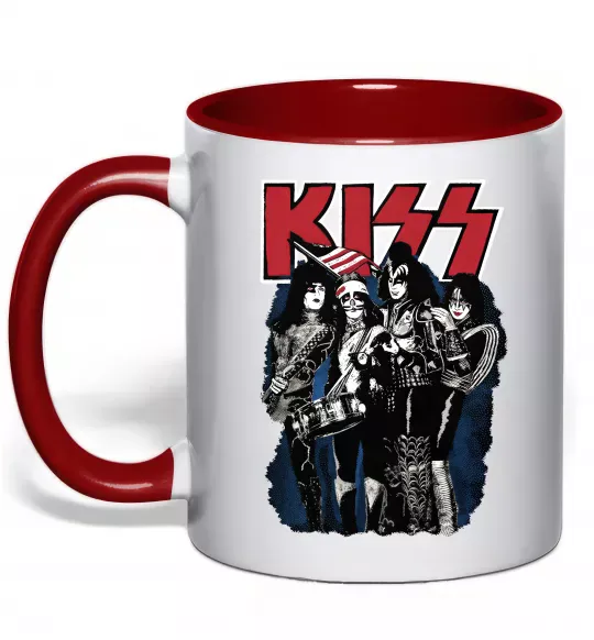 Чашка с цветной ручкой Kiss poster Красный фото