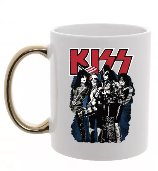 Чашка с цветной ручкой Kiss poster Золото фото