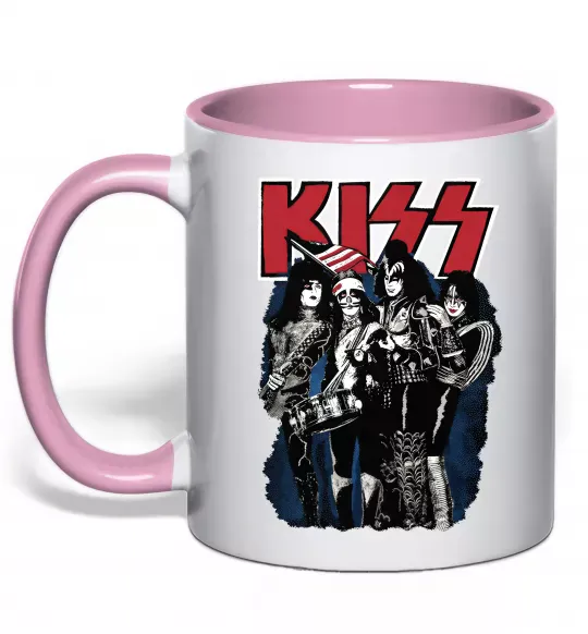Чашка с цветной ручкой Kiss poster Нежно розовый фото