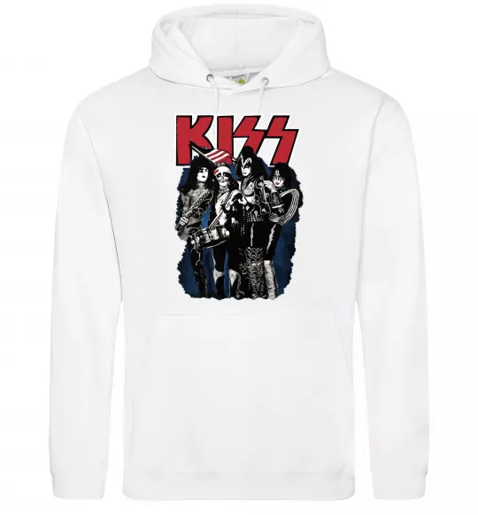 Жіноча толстовка (худі) Kiss poster Білий фото