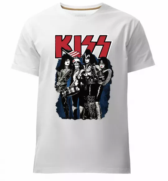 Мужская премиум футболка Kiss poster Белый фото