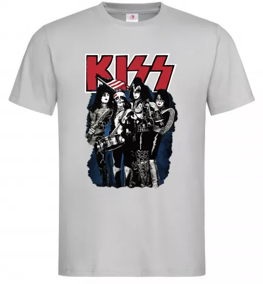Мужская футболка Kiss poster Серый фото