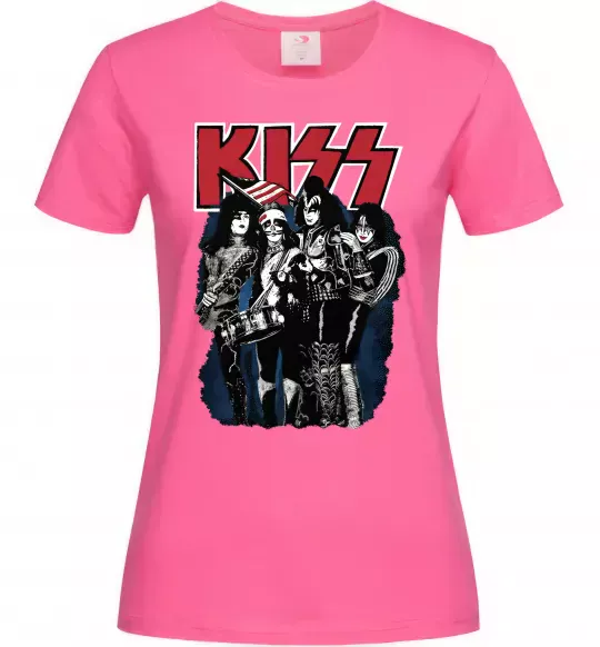 Женская футболка Kiss poster Ярко-розовый фото