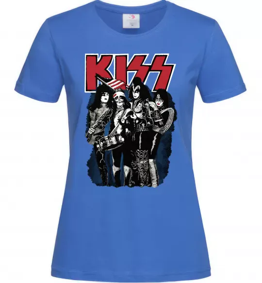 Женская футболка Kiss poster Ярко-синий фото