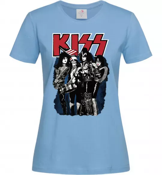 Женская футболка Kiss poster Голубой фото