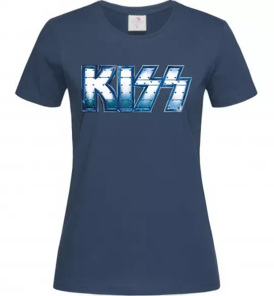 Жіноча футболка Kiss metal Темно-синій фото