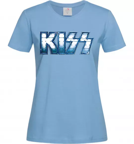 Жіноча футболка Kiss metal Блакитний фото