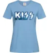 Жіноча футболка Kiss metal Блакитний фото