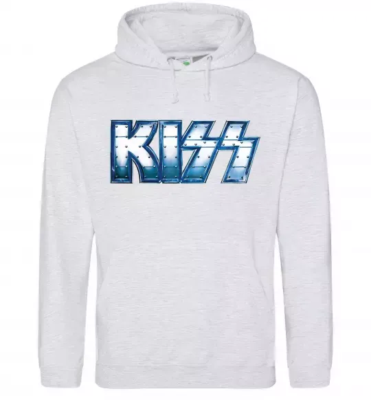 Чоловіча толстовка (худі) Kiss metal Сірий меланж фото