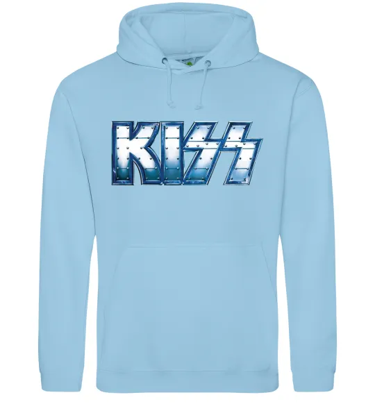 Мужская толстовка (худи) Kiss metal Голубой фото