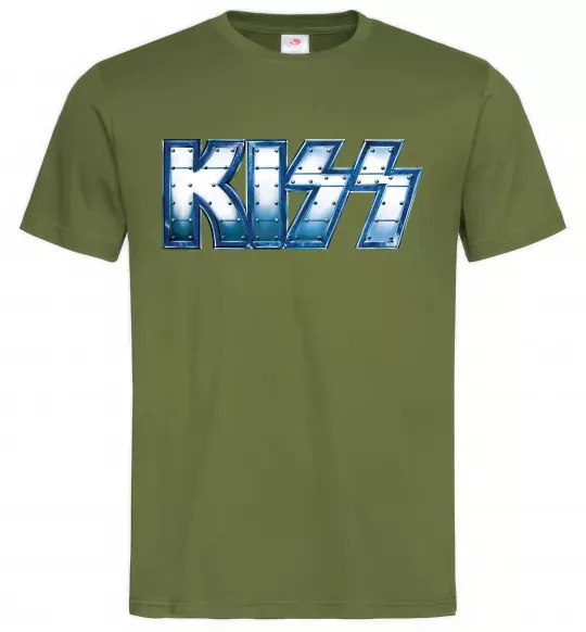 Мужская футболка Kiss metal Оливковый фото