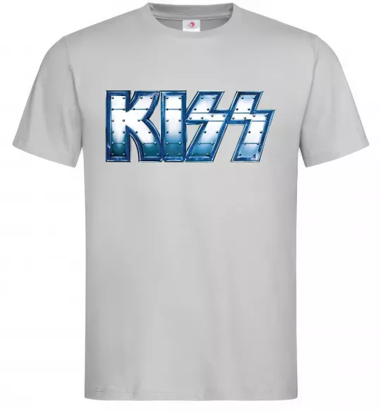 Мужская футболка Kiss metal Серый фото